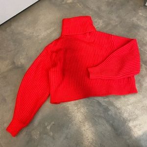 Bright red cropped sweater
